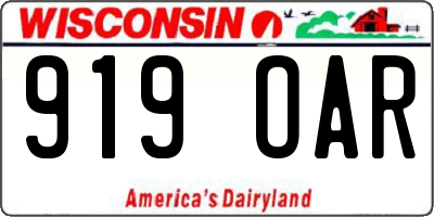 WI license plate 919OAR