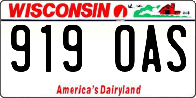WI license plate 919OAS