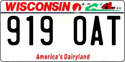 WI license plate 919OAT