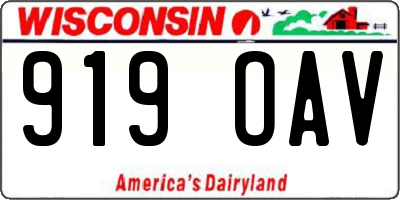 WI license plate 919OAV