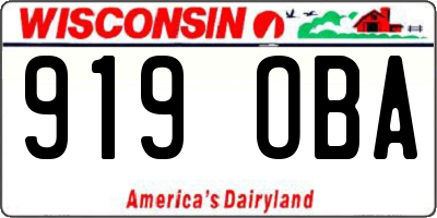 WI license plate 919OBA