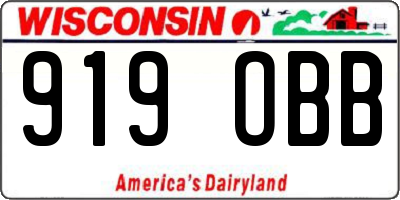 WI license plate 919OBB