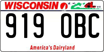 WI license plate 919OBC