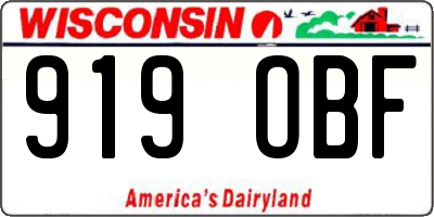 WI license plate 919OBF