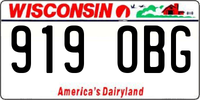 WI license plate 919OBG