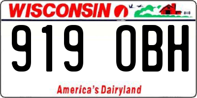 WI license plate 919OBH