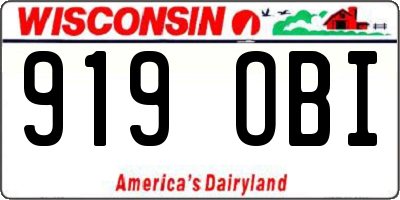 WI license plate 919OBI