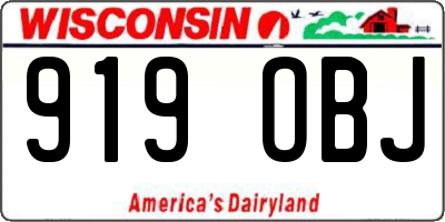 WI license plate 919OBJ