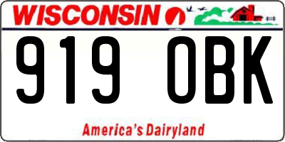 WI license plate 919OBK