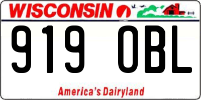 WI license plate 919OBL
