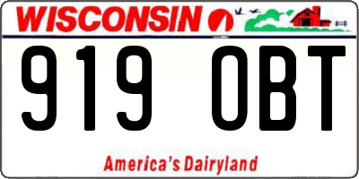 WI license plate 919OBT