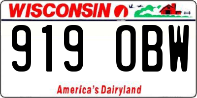 WI license plate 919OBW