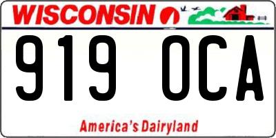 WI license plate 919OCA