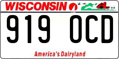 WI license plate 919OCD