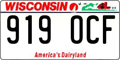 WI license plate 919OCF