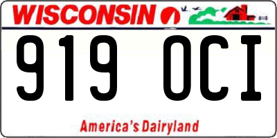 WI license plate 919OCI