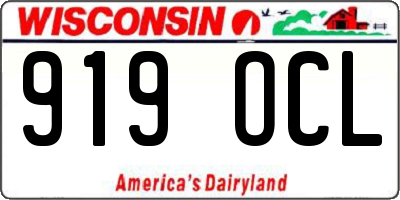 WI license plate 919OCL
