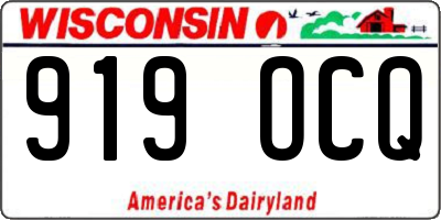 WI license plate 919OCQ
