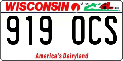 WI license plate 919OCS