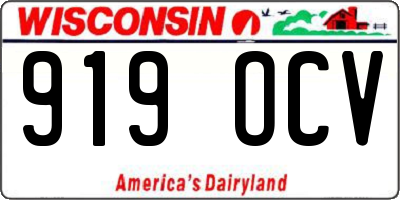 WI license plate 919OCV