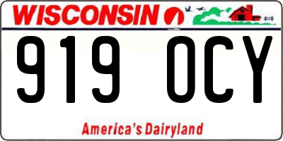 WI license plate 919OCY