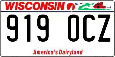 WI license plate 919OCZ