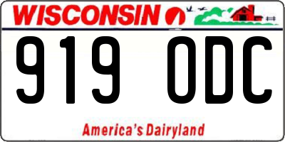 WI license plate 919ODC