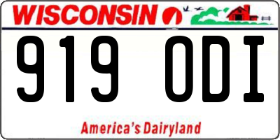 WI license plate 919ODI