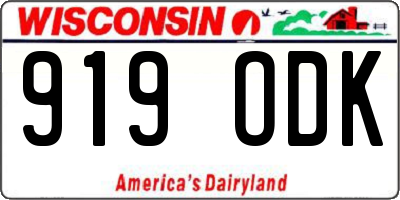 WI license plate 919ODK