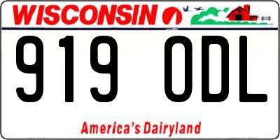 WI license plate 919ODL