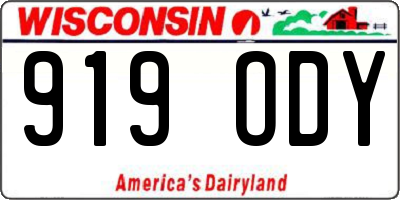 WI license plate 919ODY