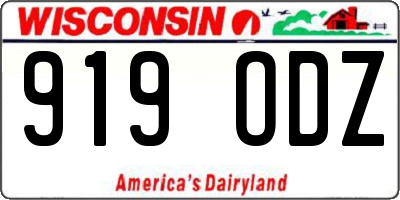 WI license plate 919ODZ
