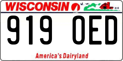 WI license plate 919OED