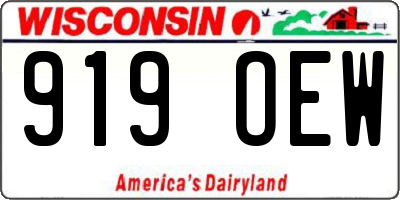 WI license plate 919OEW