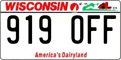 WI license plate 919OFF