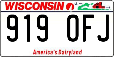 WI license plate 919OFJ