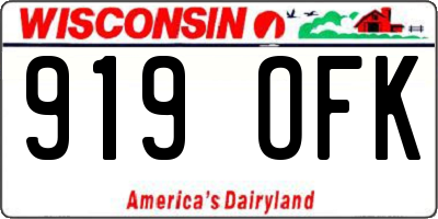 WI license plate 919OFK