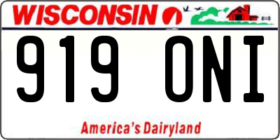 WI license plate 919ONI