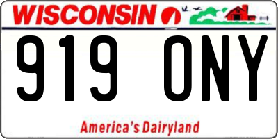 WI license plate 919ONY