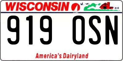 WI license plate 919OSN