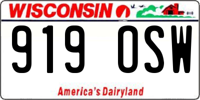 WI license plate 919OSW