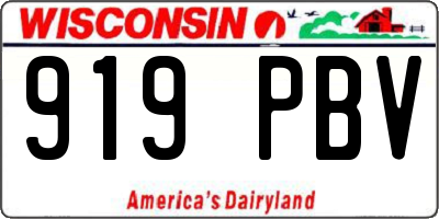 WI license plate 919PBV
