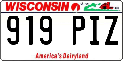 WI license plate 919PIZ