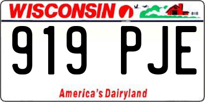 WI license plate 919PJE