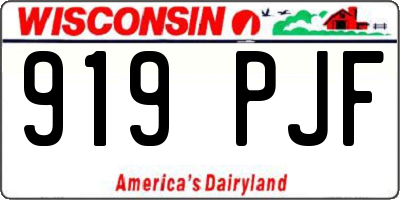 WI license plate 919PJF