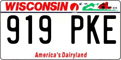 WI license plate 919PKE