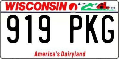 WI license plate 919PKG