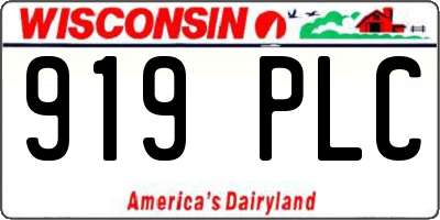 WI license plate 919PLC