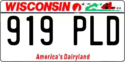 WI license plate 919PLD