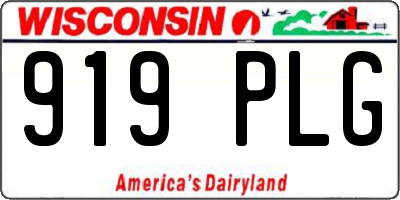 WI license plate 919PLG